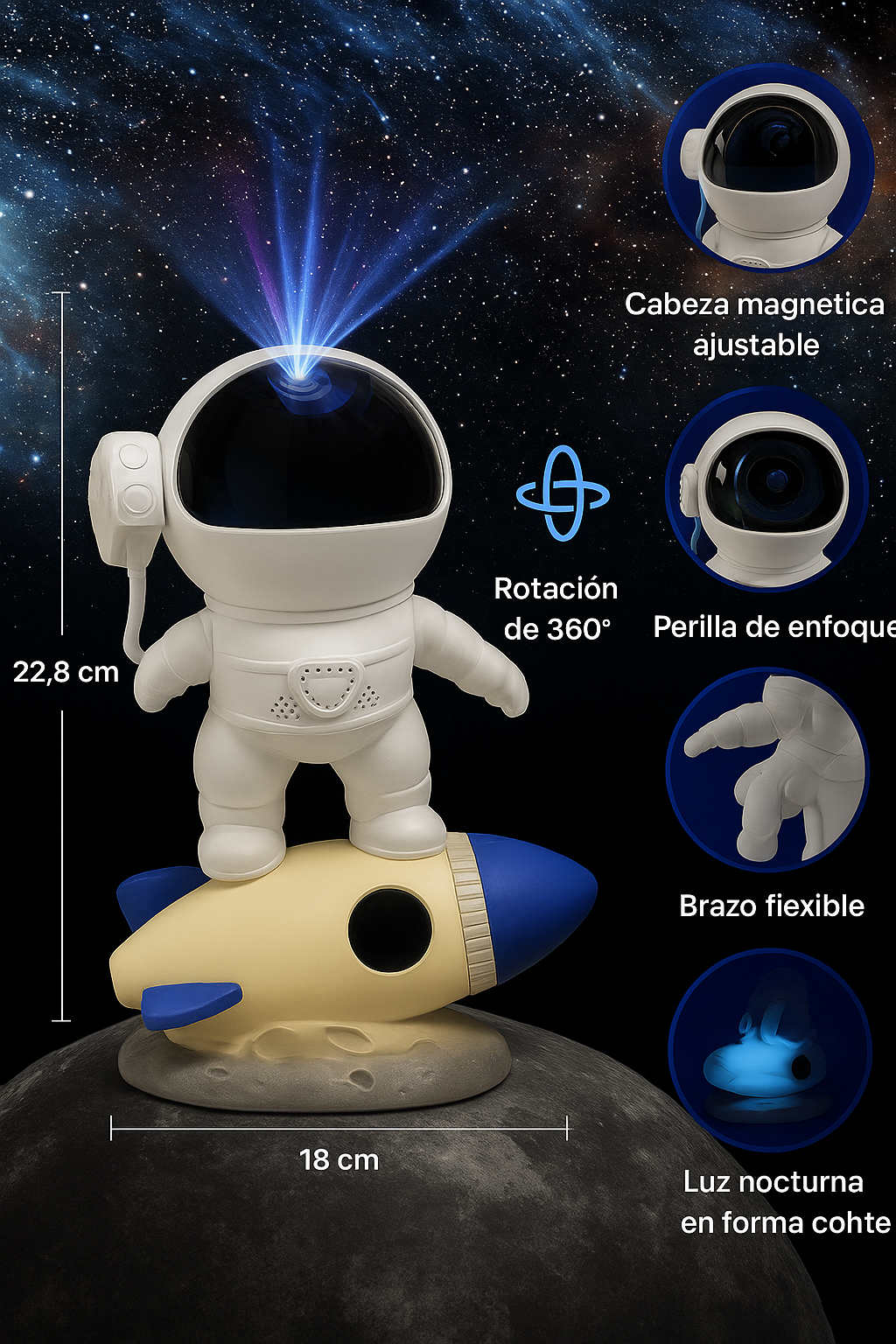 PROYECTOR GALAXIA LAMPARA  ASTRONAUTA